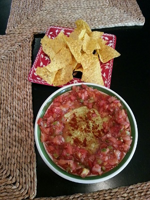 Guacamole, salsa and chips.