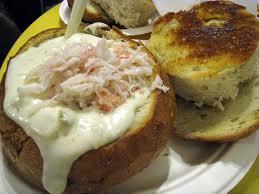 The best clam chowder, Splash Cafe, Pismo Beach, CA - toasted bread.