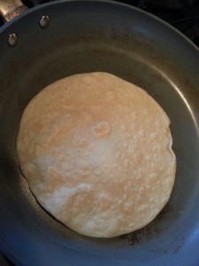 Cooking the tortilla.