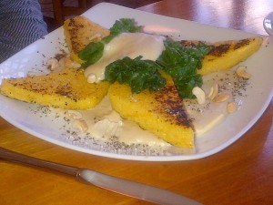 Savory Grilled Polenta with Cashew Cream - breakfast.