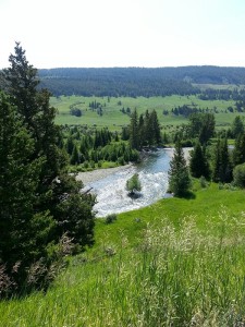 Riding above the river.
