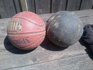 Old ball next to the new ball - before it popped.