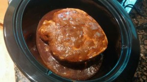 Just put the meat into the slow cooker.