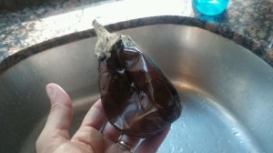 Grilled Eggplant. Ready to Peel.